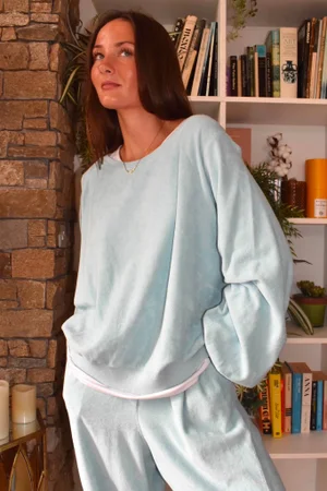 Terry B Lantern Sleeve Sweatshirt Turquoise